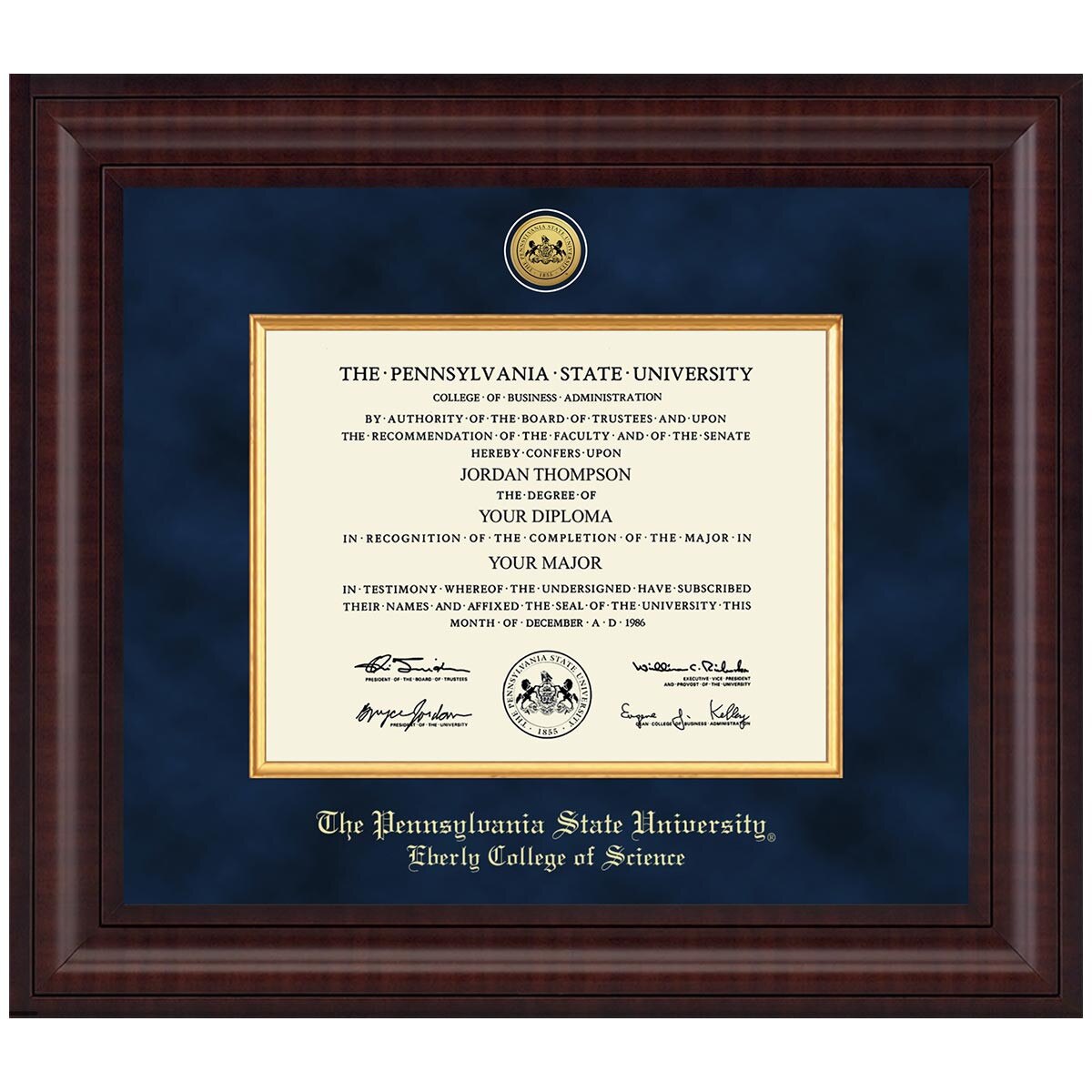 #109 Eberly College of Science diploma frame Presidential in Premier (Chestnut)